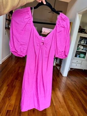 Sim & Sam Magenta Tie-Front Dress